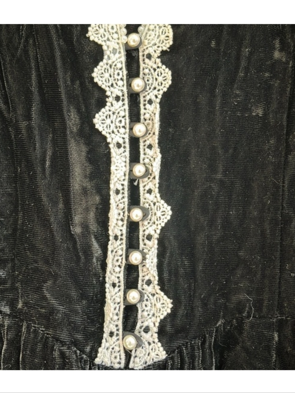 Gunne Sax Vintage Gothic Prairie Velvet Vampire Dress 9 - Picture 3 of 6